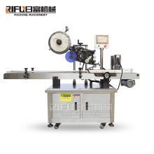 PLC control product line custom automatic scratch card plastic bag flat labeling machine